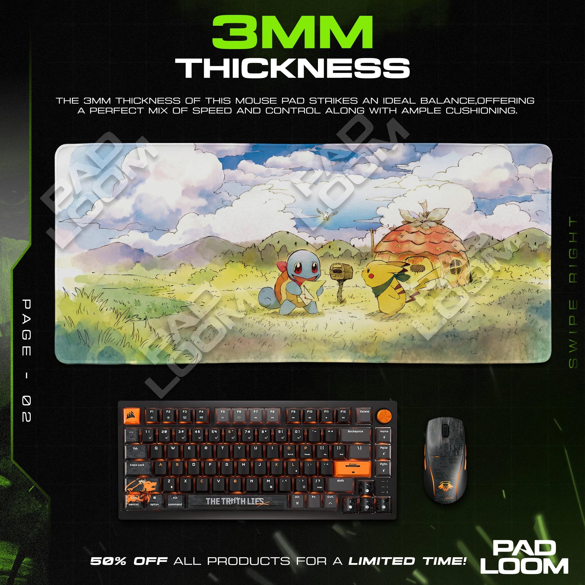 Pikachu Squirtle Mail Mouse Pad - Pokemon Desk Mat
