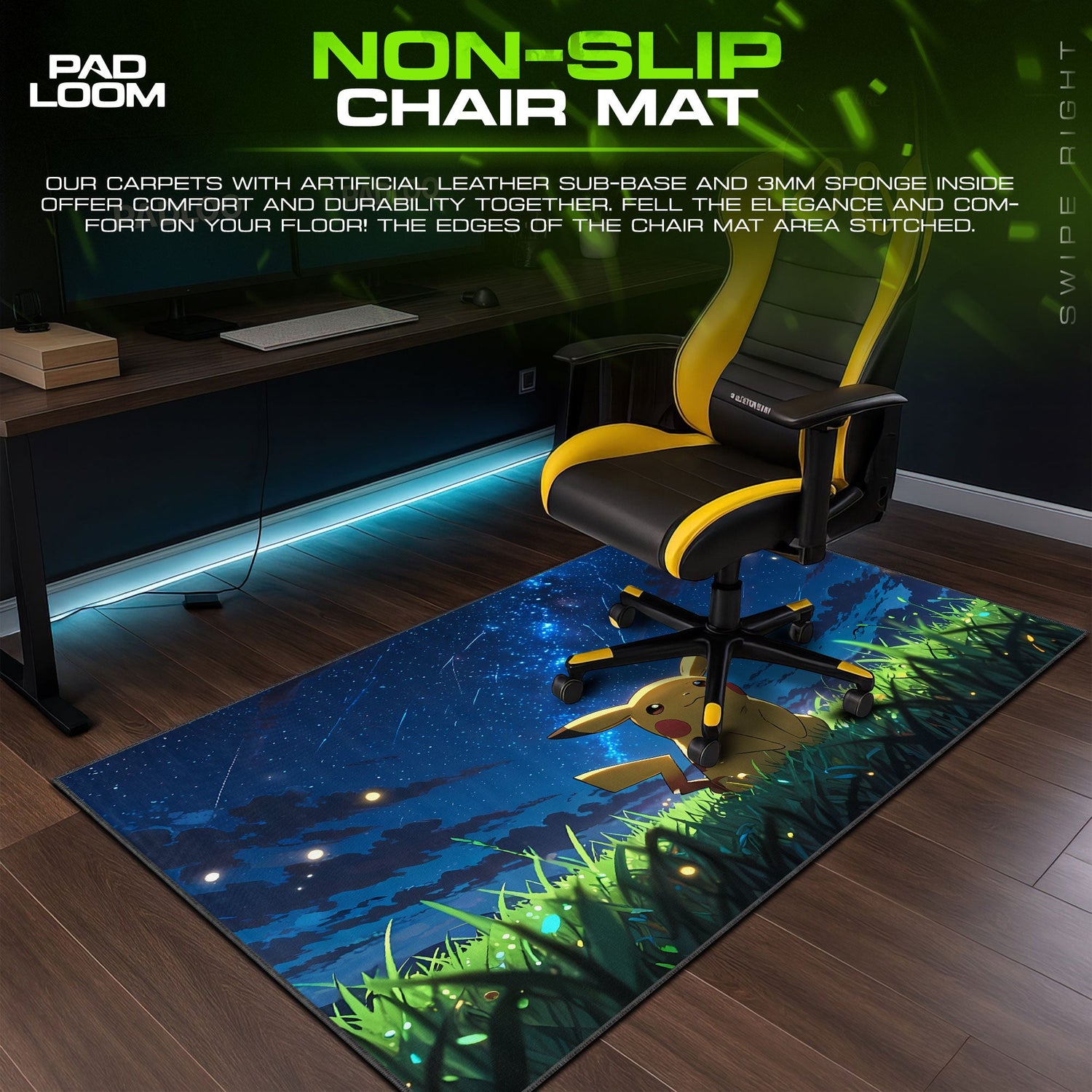 Pikachu – Starfield Gaze Mouse Pad, Pokémon Game Desk Mat Padloom