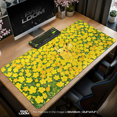 Pikachu Sonnenblumenfeld Mauspad - Pokémon Schreibtischunterlage