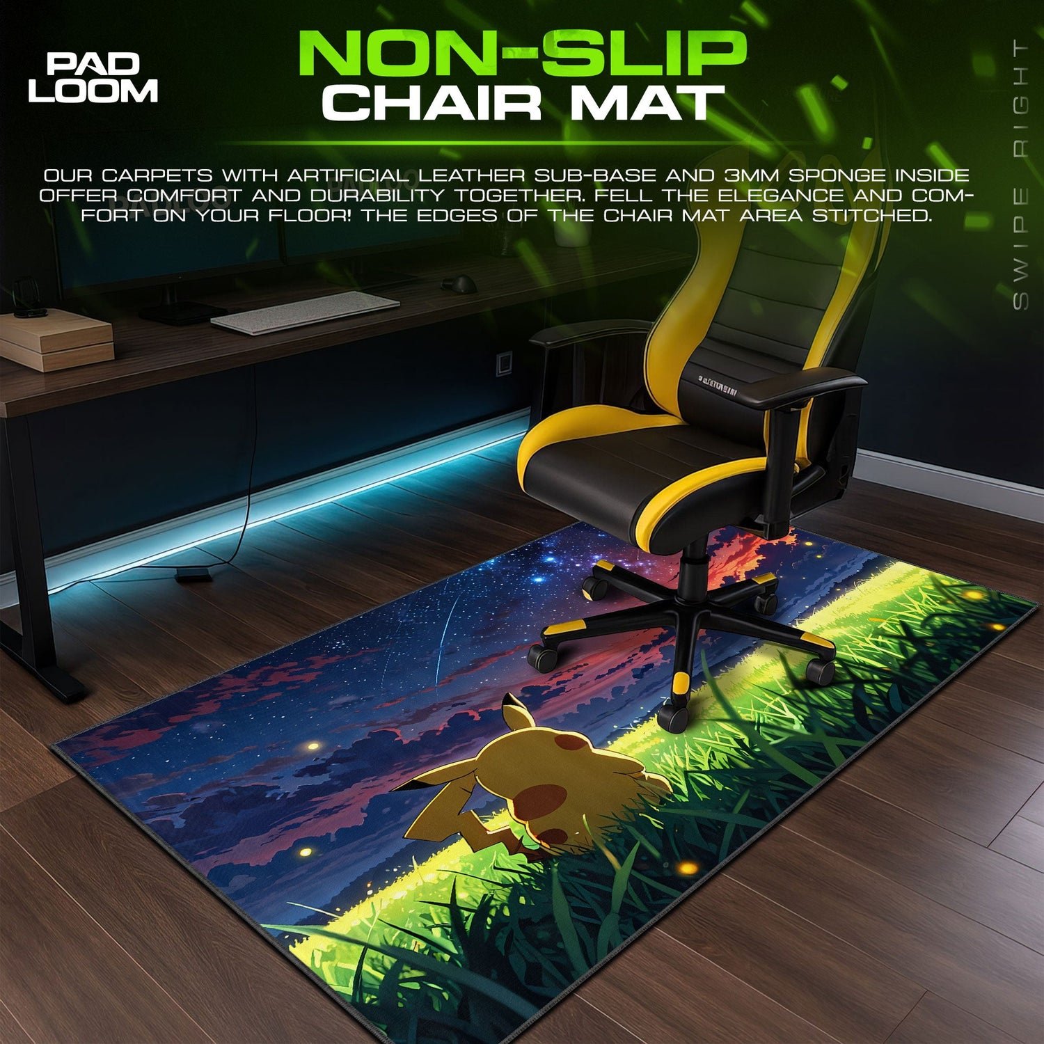 Pikachu – Sunset Meadow Mouse Pad, Game Anime Desk Mat Padloom