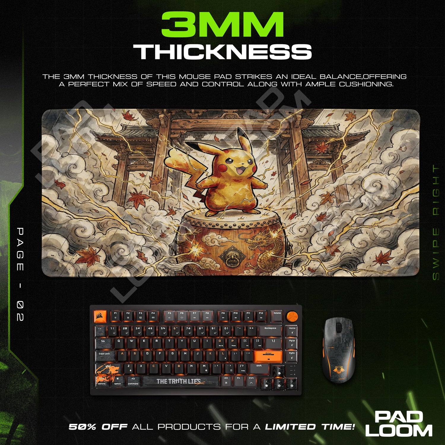 Pikachu Taiko Temple Mouse Pad - Pokemon Desk Mat