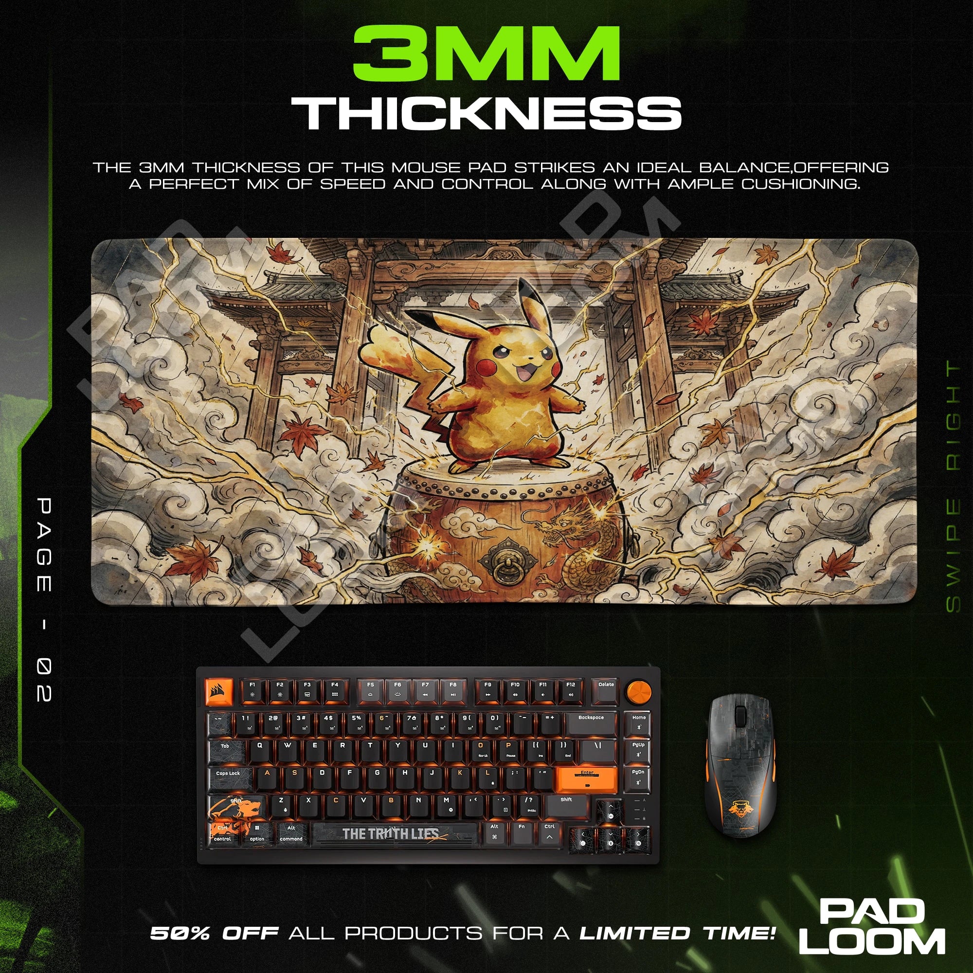 Pikachu Taiko Temple Mouse Pad - Pokemon Desk Mat
