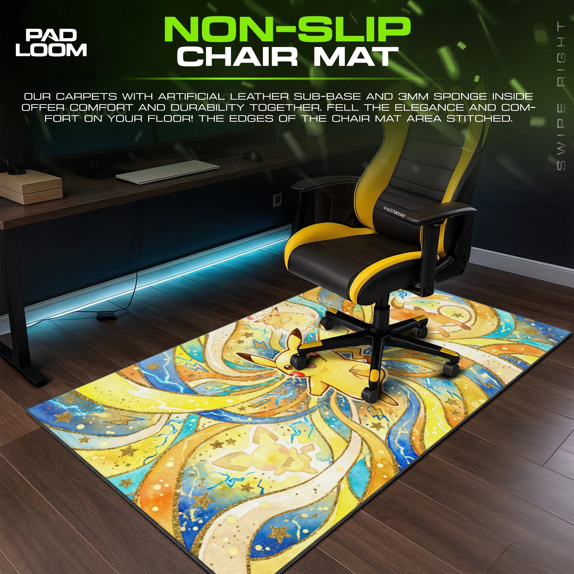 Pikachu Thunder Spiral Mouse Pad - Pokemon Desk Mat