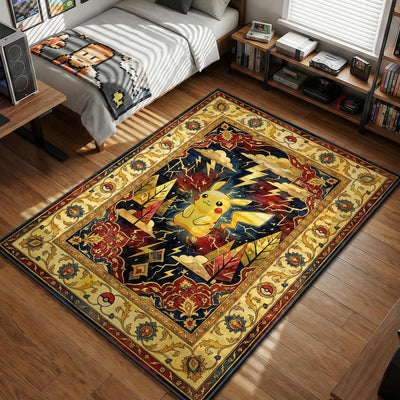 Pikachu Vintage Thunderbolt Rug - Pokemon Chair Mat