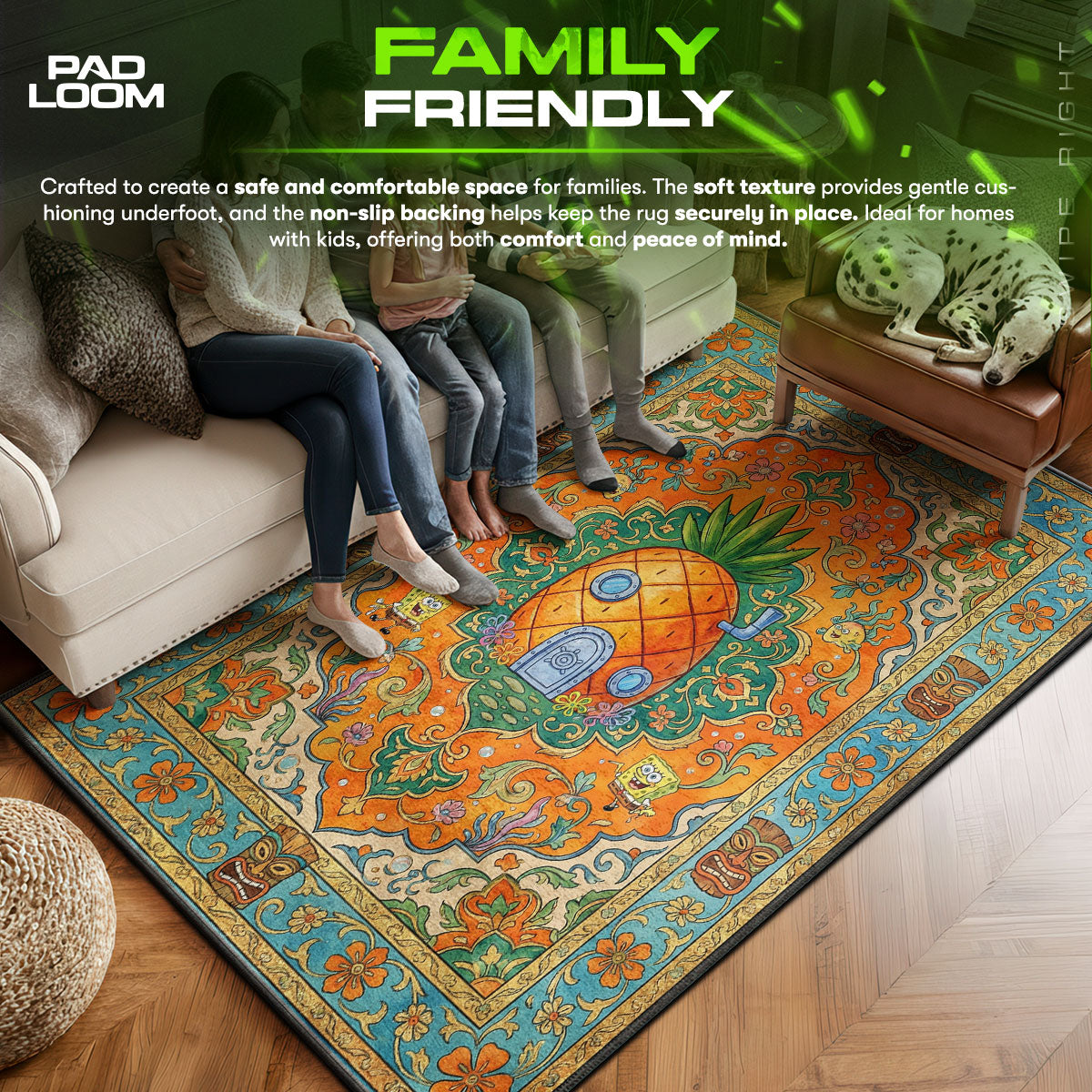Area character design printed on rug