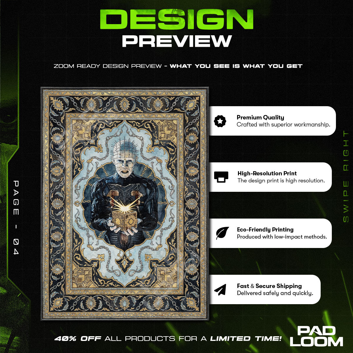 Room character design printed on rug