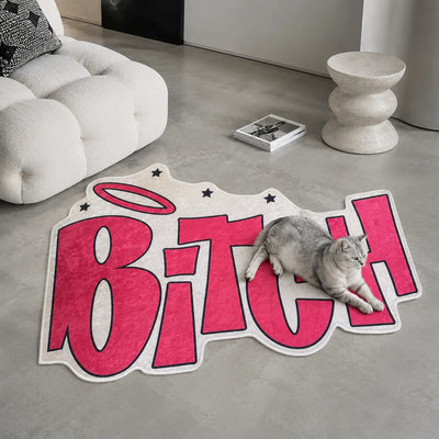 Pink Bitch Rug - Shaped Man Cave Area Rug