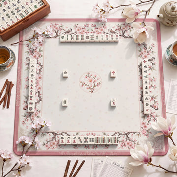 Pink Blossom Chinoiserie Mahjong Mat - Mah Jongg Mat