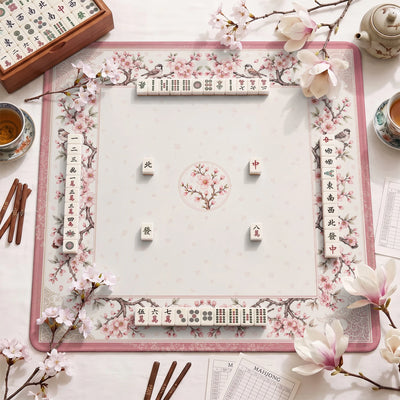 Pink Blossom Chinoiserie Mahjong-Matte - Mah-Jongg Matte