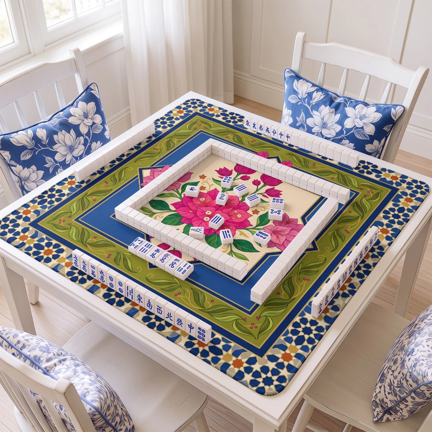 Pink Bougainvillea Mahjong Mat - Mah Jongg Mat