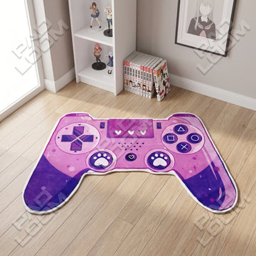 Pink Controller shaped area rug, die-cut gaming room rug