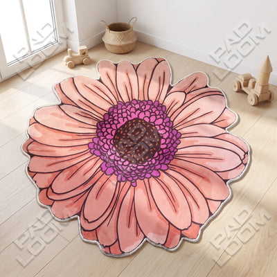 Pink Daisy Rug - Shaped Bedroom Area Rug