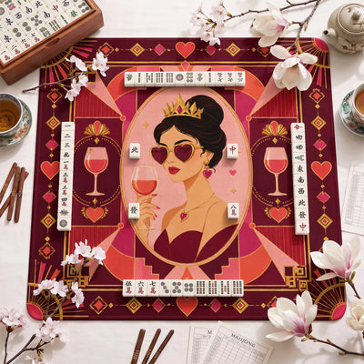 Pink Deco Queen Mahjong Mat - Mah Jongg Mat