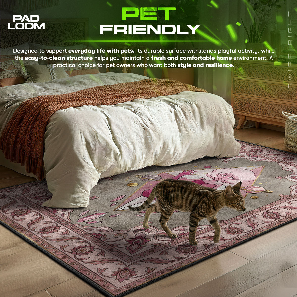 Area character design printed on rug
