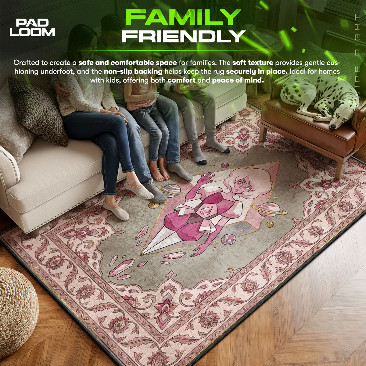 Detailed close-up of Pink rug pattern