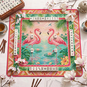 Pink Flamingo Mahjong Mat – neoprene mah jongg table mat