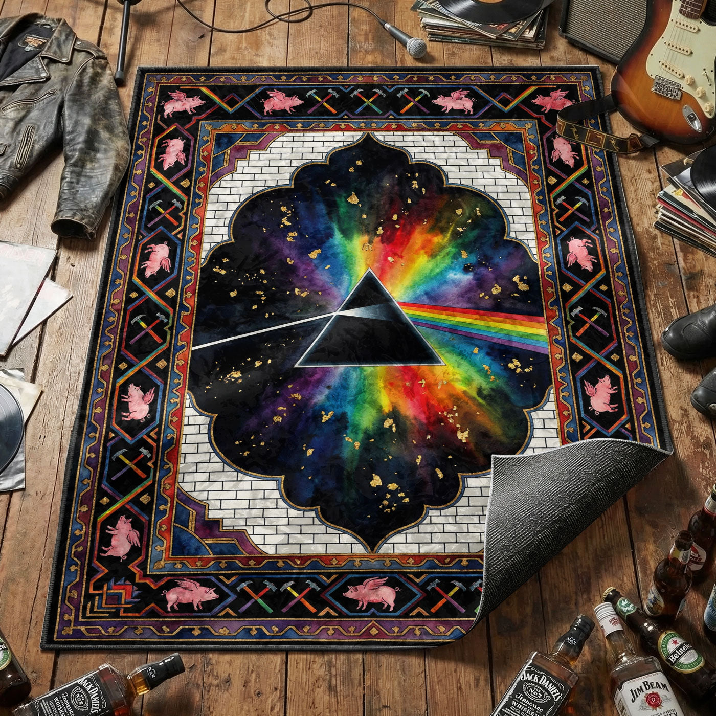 Pink Floyd Rugs Pink Floyd Prism Rug | Prog Rock Area Rug – Padloom