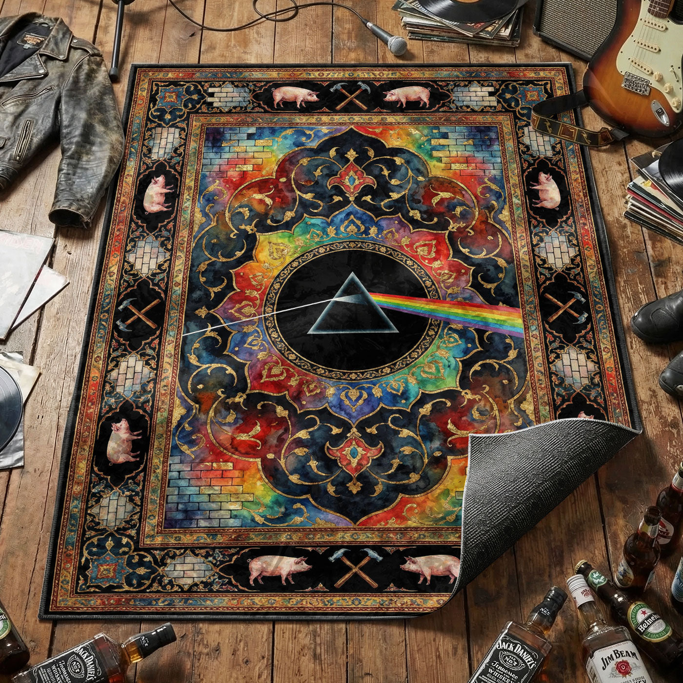Pink Floyd Colorful Rug | Prog Rock Area Rug – Padloom