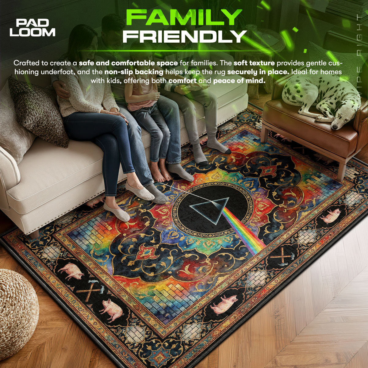 Area character design printed on rug
