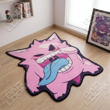 Pink Gengar Rug - Shaped Anime Area Rug