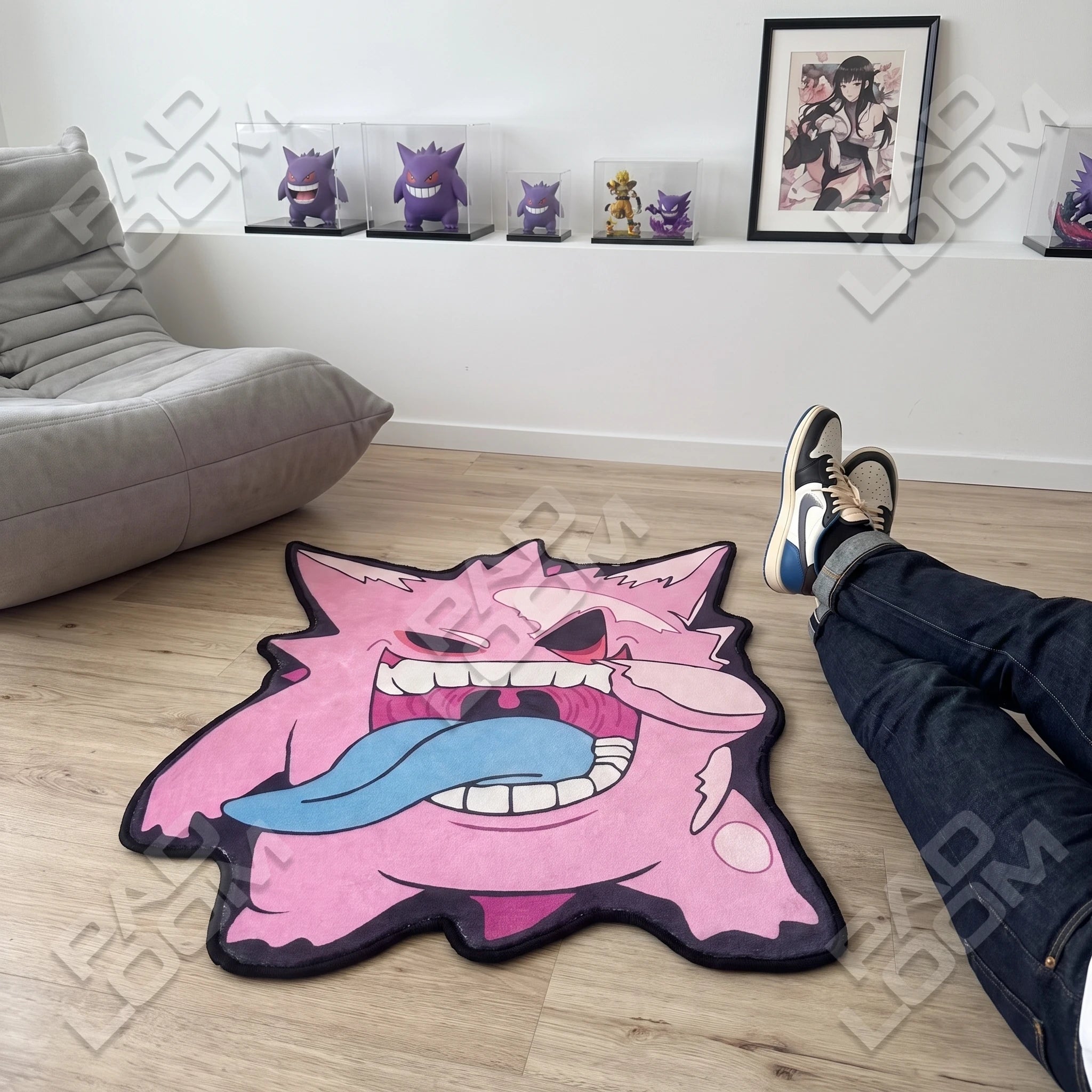Pink Gengar Rug - Shaped Anime Area Rug
