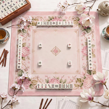 Pink Hydrangea Mahjong Mat - Mah Jongg Table Mat