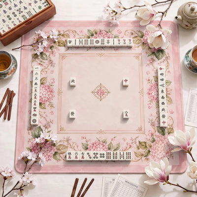 Pink Hydrangea Mahjong-Matte - Mah-Jongg Tischmatte