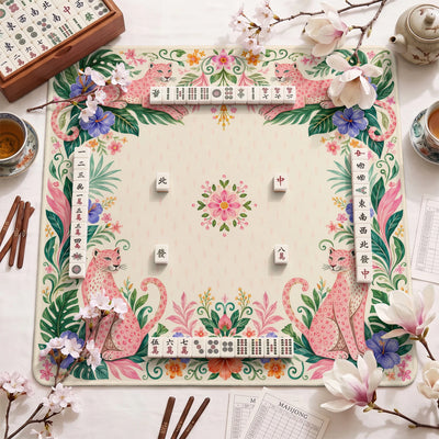Pink Leopard Mahjong Mat - Mah Jongg Table Mat