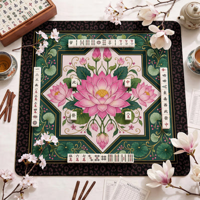 Pink Lotus Mahjong-Matte - Mah-Jongg Tischmatte