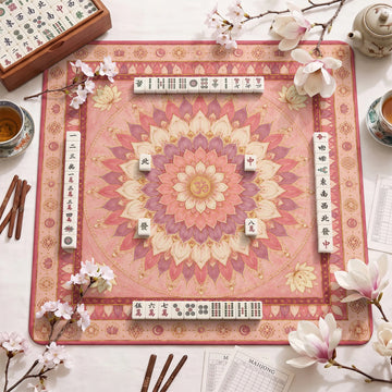Pink Lotus Mandala Mahjong Mat – neoprene mah jongg table mat