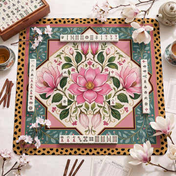 Pink Magnolia Mahjong Mat - Mah Jongg Table Mat