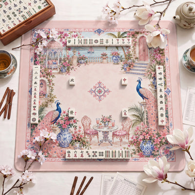 Pink Peacock Terrace Mahjong-Matte - Mah-Jongg Matte
