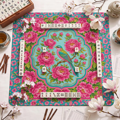 Pink Peony Mahjong Mat - Mah Jongg Table Mat