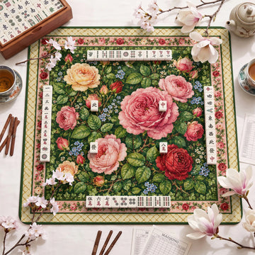 Pink Rose Garden Mahjong Mat – neoprene mah jongg table mat