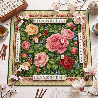 Pink Rose Garden Mahjong-Matte - Mah-Jongg Tischmatte