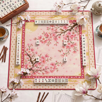 Pink Sakura Mahjong Mat – neoprene mah jongg table mat