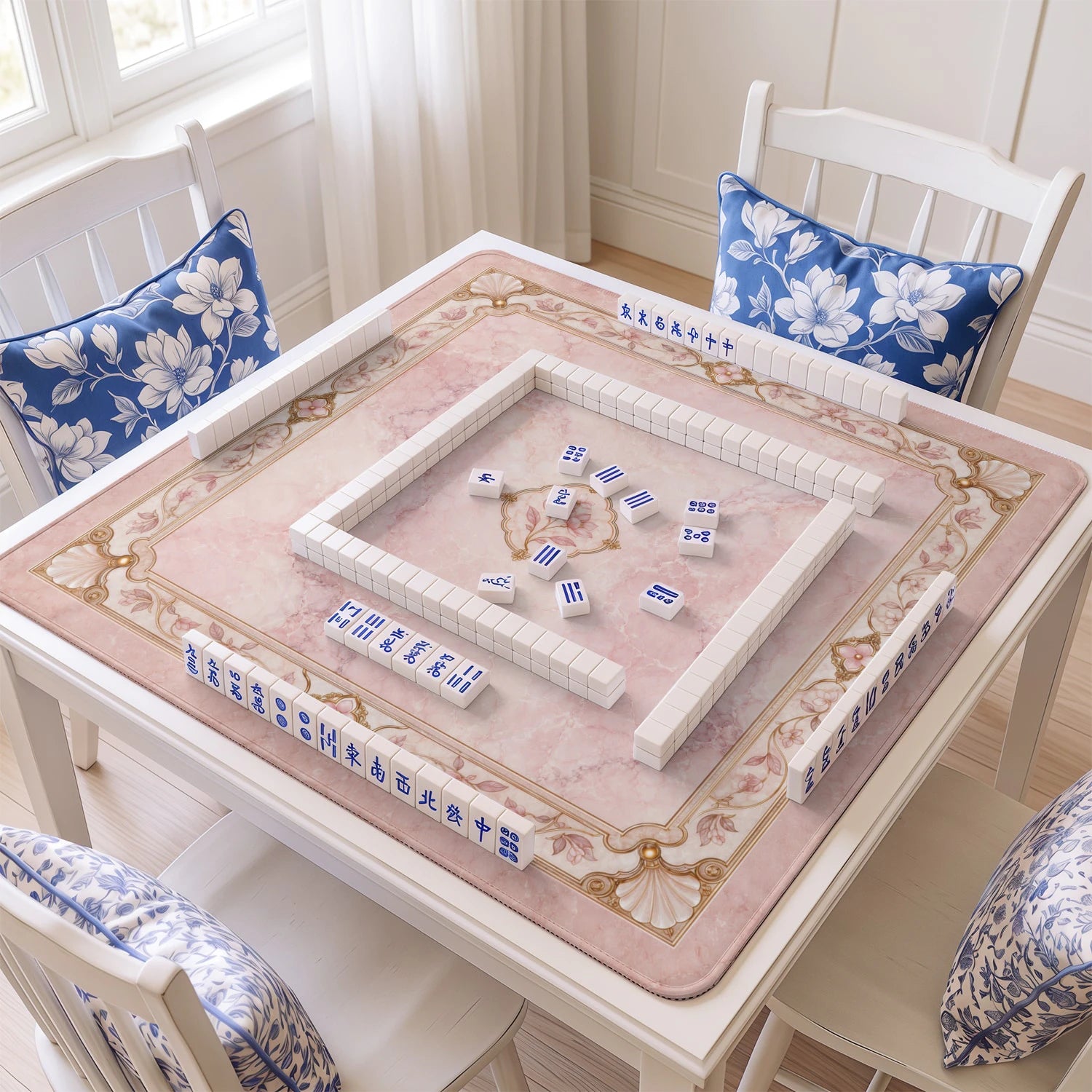 Pink Sakura Songbird Mahjong Mat - Mah Jongg Mat