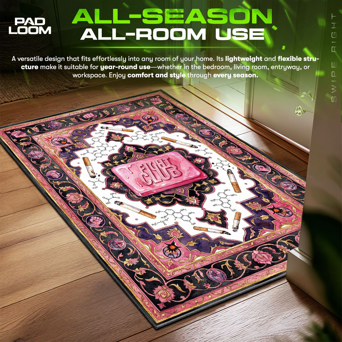 Pink Soap Project Mayhem Fight Club Room fan rug — premium quality print