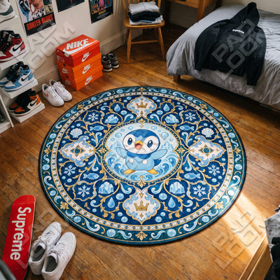 Piplup Cheering Round Rug - Pokemon Chair Mat