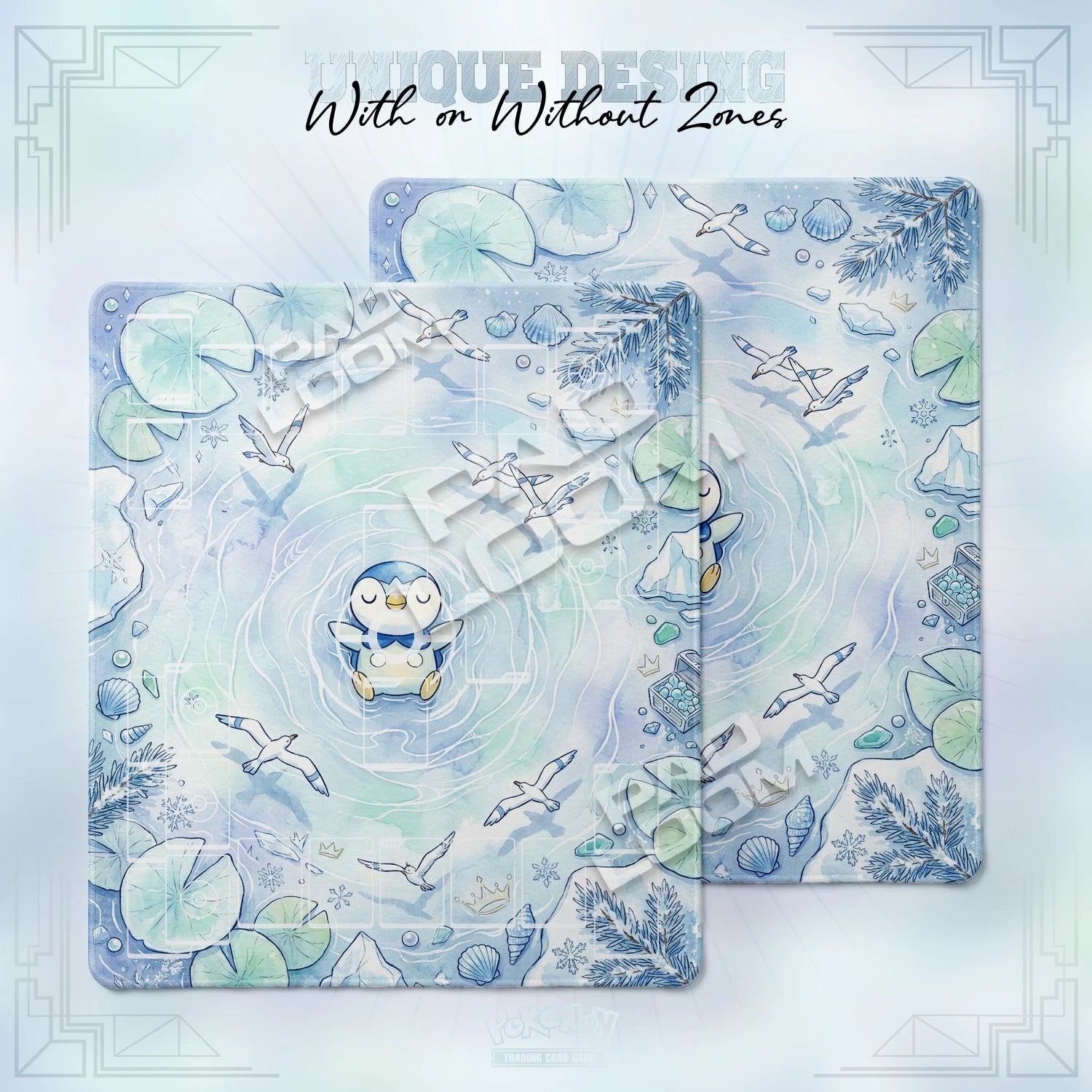 Piplup Frost Playmat - 2 Player Pokemon TCG Mat
