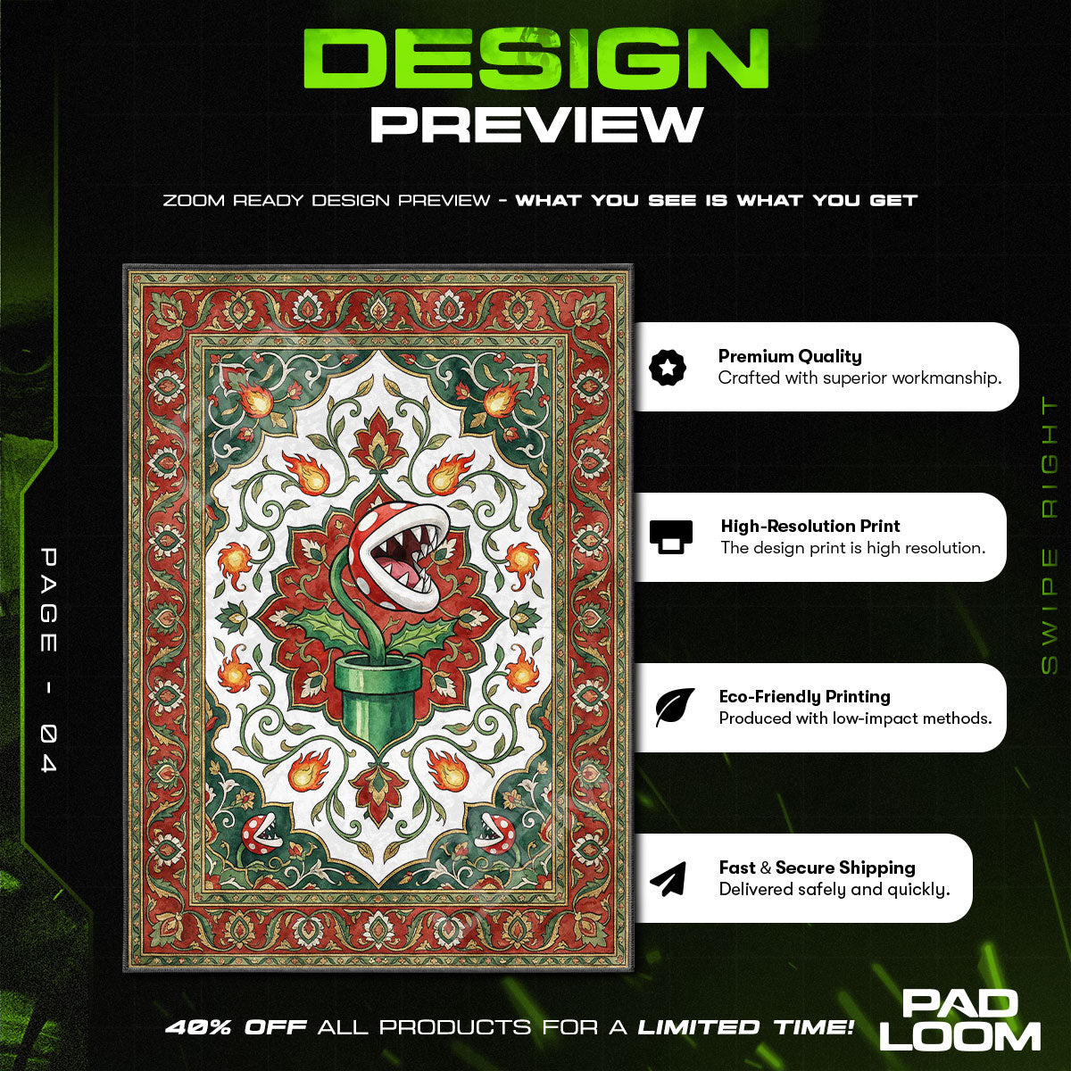 Chair character design printed on rug