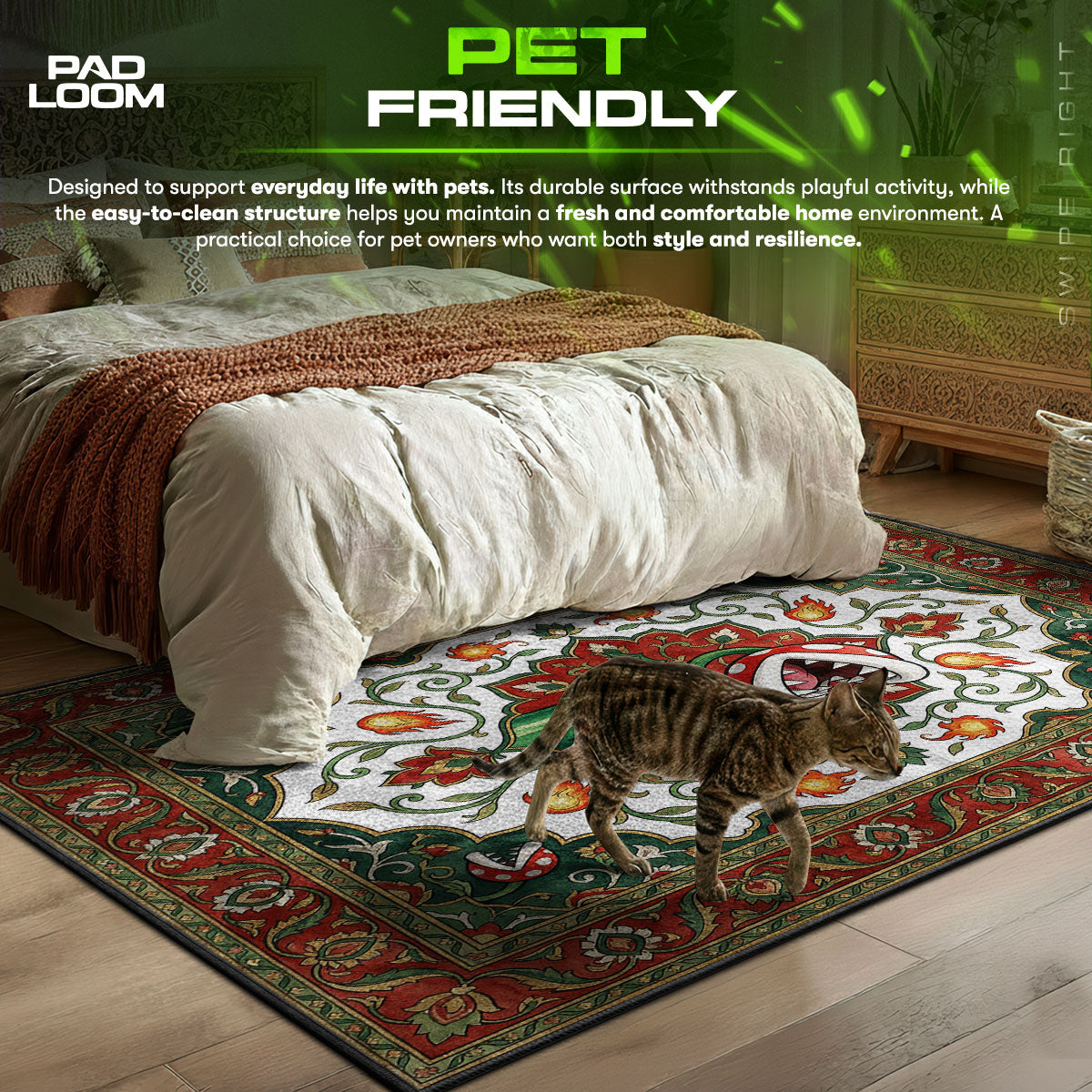 Detailed close-up of Piranha rug pattern
