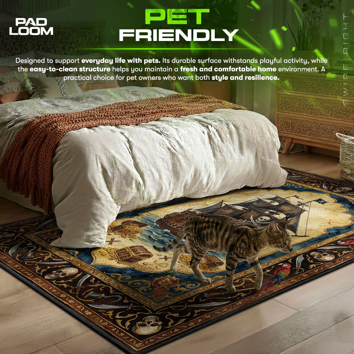 Pirate Ship Treasure Adventure Rug – Kids Pirate Room Decor