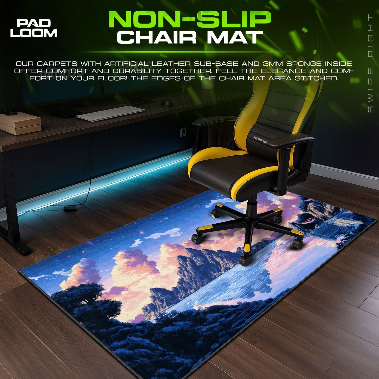 Pixel Art Sunset Mouse Pad, Retro Gamer Desk Mat Padloom