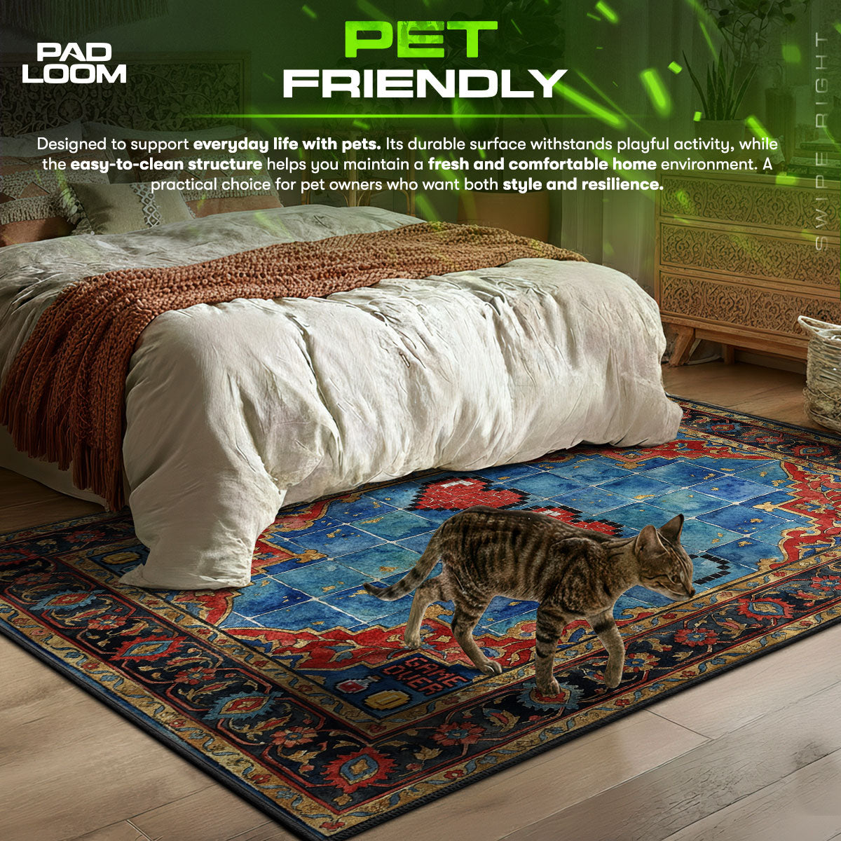 Pixel Hearts themed area rug for Retro fans