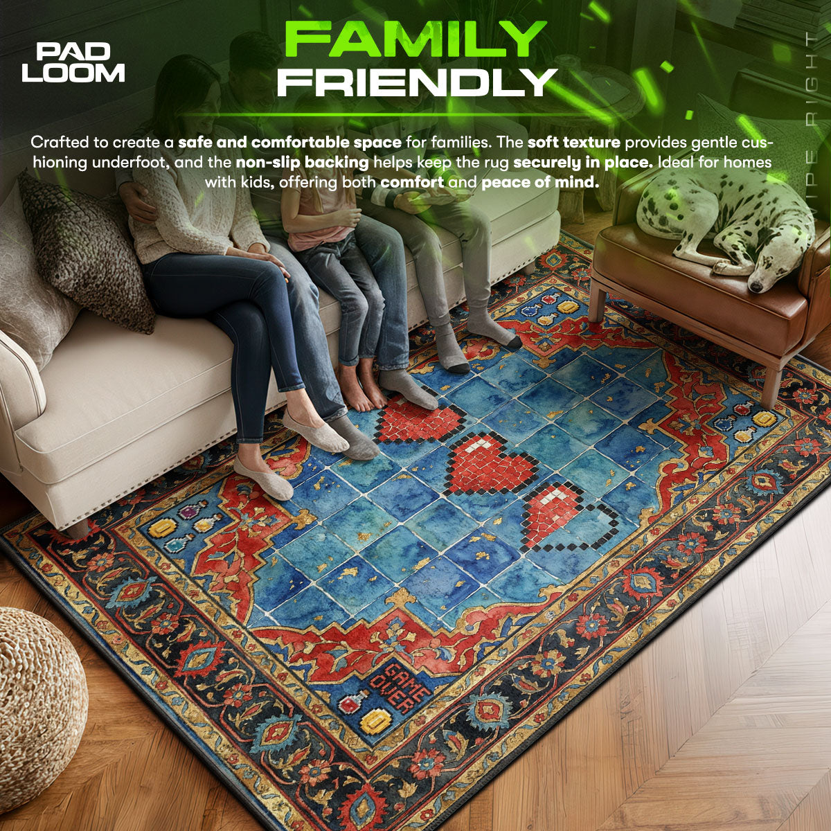 Area character design printed on rug
