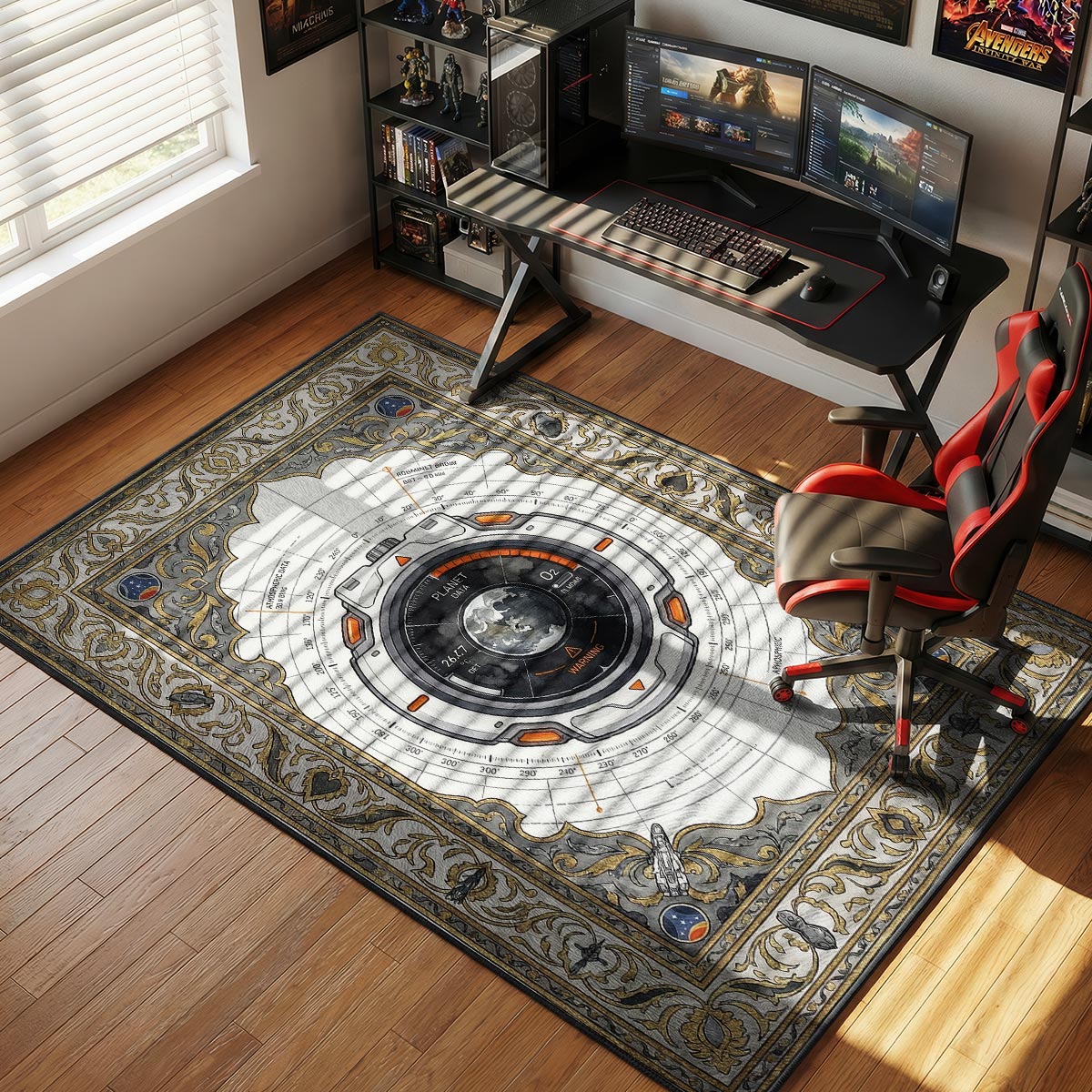 Planet Data HUD Starfield Chair rug — main product view
