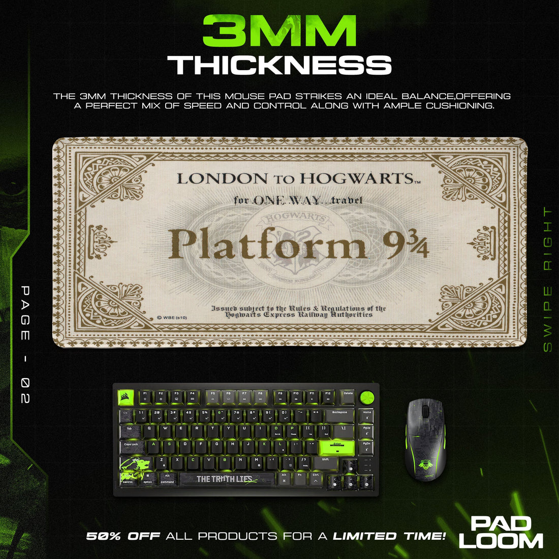 Platform 9 3-4 Mouse Pad - Hogwarts Express Desk Mat Padloom