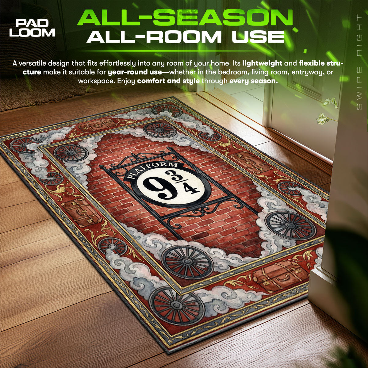 Platform 3/4 Train Harry Potter Room fan rug — premium quality print