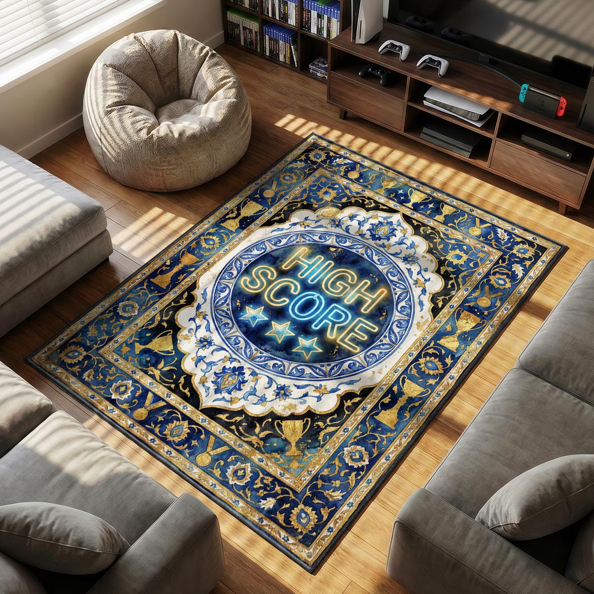 Throne character design printed on rug